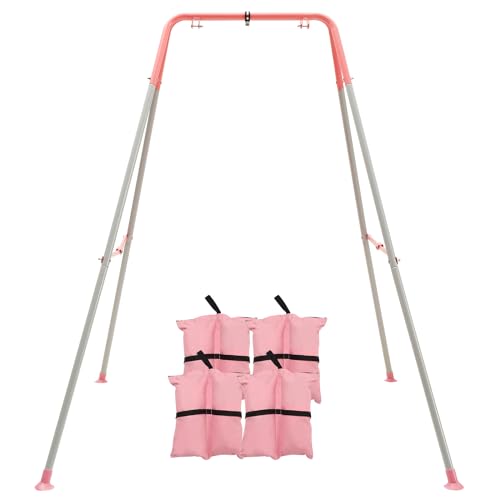 FUNLIO Klappbarer Schaukelständer für Kinder mit 4 Sandsäcken, strapazierfähiger Metall-A-Rahmen für drinnen und draußen im Garten, geeignet für die meisten Kleinkinder/Baby-Jumper/Hängesessel - rosa FUNLIO Klappbarer Schaukelständer für Kinder mit 4 Sandsäcken, strapazierfähiger Metall-A-Rahmen für drinnen und draußen im Garten, geeignet für die meisten Kleinkinder/Baby-Jumper/Hängesessel - rosa von FUNLIO