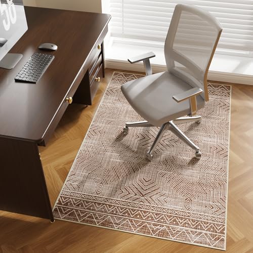 FUNMAT Bürostuhlmatte für Hartholz- und Fliesenböden, 91,4 x 121,9 cm, Schreibtischstuhlmatte für Rollstühle, rutschfester Untertischteppich, Bodenschutz für Heimbüro, waschbarer Teppich für von FUNMAT