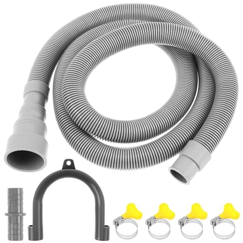 FUNNETOYU 1 Satz Ablaufschlauch für Waschmaschine und Geschirrspüler Flexibler Wasserablaufschlauch mit U Förmigem Halter Gelben Schlauchklemmen und Anschlussstück Einsetzbar für Effektive von FUNNETOYU