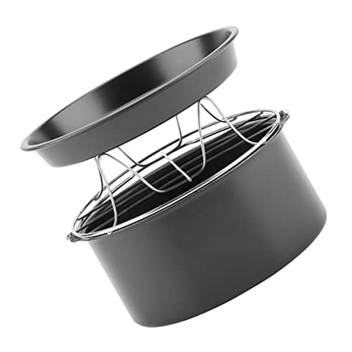 FUNNETOYU 1 Satz Backkuchenkorb Backen Gestell Zubehör Teile Backvorgänge Küchenwerkzeuge Luftfritteuse Pizzapfanne Backformen Kuchenform Schwarz Rostfreier Stahl von FUNNETOYU