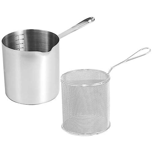 FUNNETOYU 1 Satz Frittierpfanne mit Frittierkorb Mini Fritteuse für Vielseitige Küchenanwendungen Ergonomischer Griff für Sicheres Frittieren für Frühstück und von FUNNETOYU