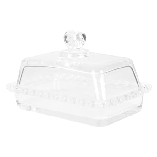 FUNNETOYU 1 Satz Kuchendeckel Kuchen Ablage Tabletts Backen für Porzellan Halter Kuchen Behälter butter aufbewahrungsschale Lebensmittelbehälter Butterbehälter Butterteller mit Deckel Glas von FUNNETOYU