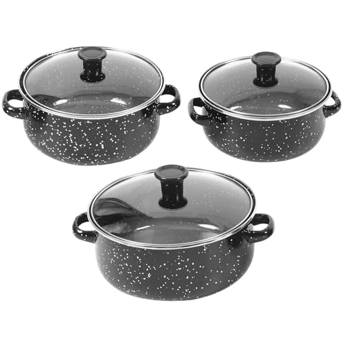 FUNNETOYU 1 Satz Mini-Emailtopf pfannen set saucepan set Enamel Kochtopf Set emaillierte pfanne swor Utensil Serviergeschirr mit Deckel Zinn Emailpfannen zum Kochen Topf mit Henkel Emaille von FUNNETOYU