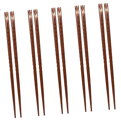 FUNNETOYU 1 Set 5 Paar Spitze Essstäbchen Essgeschirr Essstäbchen Wiederverwendbar Servierküche Stil Typ Kreative Essstäbchen Haushaltsstäbchen Holz von FUNNETOYU