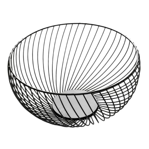FUNNETOYU 1 Stück Aufbewahrungskorb Runden Organisation Tablett Schwarzer Korb Aufbewahrungskörbe Aus Draht Großer Halter Schwarzes Behälter Kücheneimer Träger Modern Eisen Black von FUNNETOYU