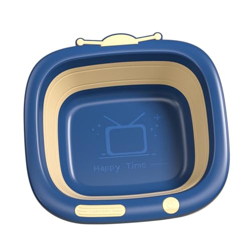 FUNNETOYU 1 Stück Faltbares Waschbecken Blau Cartoon Design Umweltfreundliches Material für Badezimmer und Schlafzimmer Platzsparend und Leicht zu Transportieren von FUNNETOYU