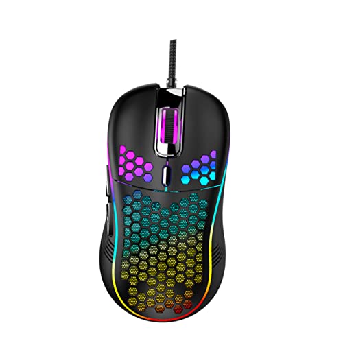 FUNNETOYU 1 Stück Kabelgebundene RGB Gaming mit Ergonomischem Design Honeycomb und Optischem Sensor für PC Laptop und Gaming Schwarz von FUNNETOYU
