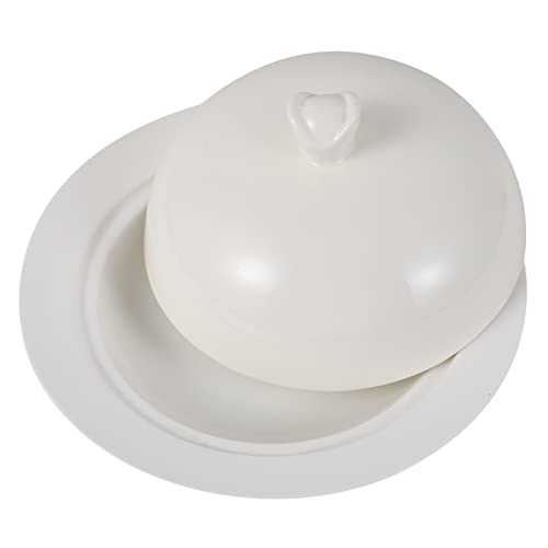 FUNNETOYU 1 Stück Teller mit Deckel Tabletts Container Dessertschalen Platte Serviertablett mit Deckel Aufbewahrungsfach Dessert-Displayhalter Küchengeschirr Haushaltsgeschirr Keramik Weiß von FUNNETOYU