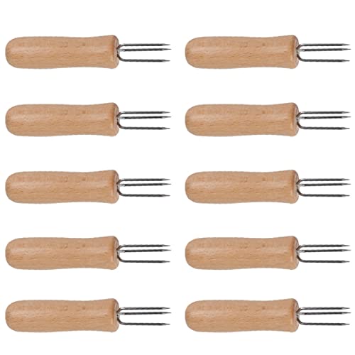 FUNNETOYU 10 Stück Maisgabel Spieß Maiskolben Maisstock Maishalter Obst Grill Maisgriffe Rostfreier Stahl von FUNNETOYU