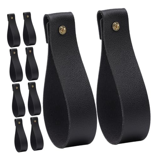 FUNNETOYU 10 Stück Teiliges Boho Wandhaken Pu Strapazierfähiger Wandgurt für Handtücher Gardinenstangenhalter Vielseitig für Kleidung Handtücher und Deko Schwarz Platzsparend und Robust von FUNNETOYU
