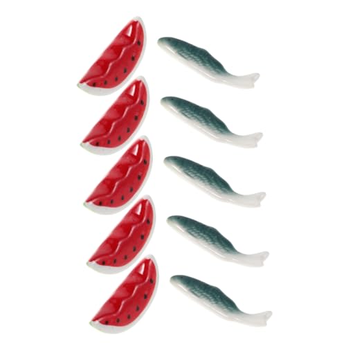FUNNETOYU 10 Stück Teiliges Japanische Keramik Essstäbchenhalter in Melonen Fischform Kompakter Eleganter Utensilienhalter für Küche und Esstisch für Essstäbchen Löffel und Kleine Bestecke von FUNNETOYU