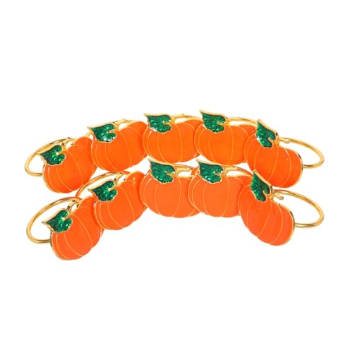 FUNNETOYU 10 Stück Teiliges Serviettenringe mit Orangenen Kürbis Grünen Blättern Dekorative Metallringe für Herbst und Thanksgiving Vielseitige Tischdeko für Halloween Erntedankfest und von FUNNETOYU