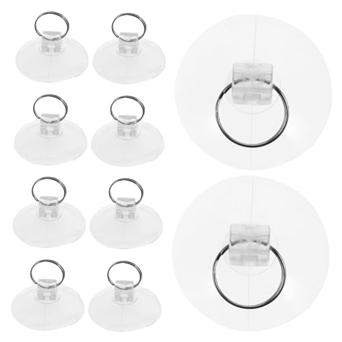 FUNNETOYU 10 Stück Transparente Saugnäpfe mit Metallring Starke Haftung für Glas Fenster Fliesen Bad und Wand Belastbar Wiederverwendbar ohne Bohren Vielseitige Hakenhalterung für Haushalt von FUNNETOYU