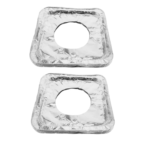 FUNNETOYU 100 Stück Gasherd Schutz aus Aluminiumfolie Einstellbare Robuste Ölbeständige Brennerabdeckungen Leicht Platzsparend Passend für Verschiedene Gasherdgrößen Einfache von FUNNETOYU