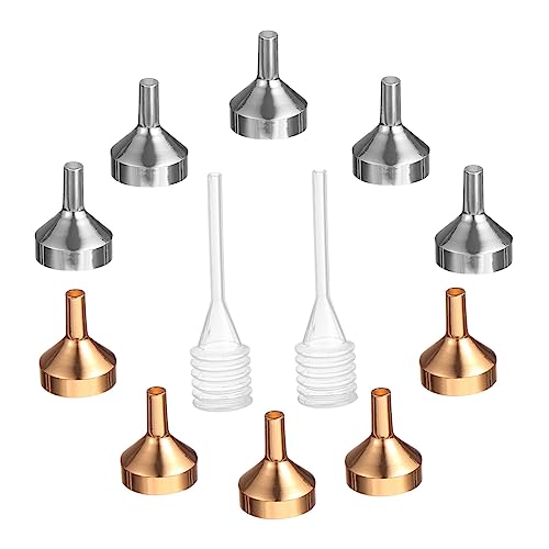 FUNNETOYU 12 Stück Mini Trichter Set aus Teiliges Set mit Goldenen und Silbernen Kleinen Trichtern Sowie Pipetten für Einfache Befüllung von Flaschen und Behältern für Lotionen und von FUNNETOYU