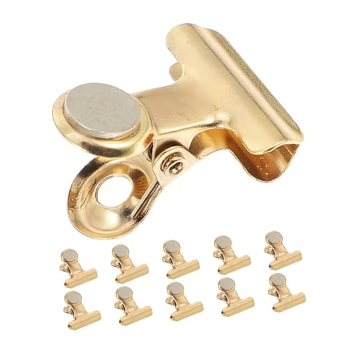 FUNNETOYU 12 Stück Teiliges Magnetische Goldfarbene Klammern für Fotos und Postkarten Vielseitige Memo holder mit Sicherer Haftung Eleganter Design clip für Büro Ausstellung und Zuhause von FUNNETOYU