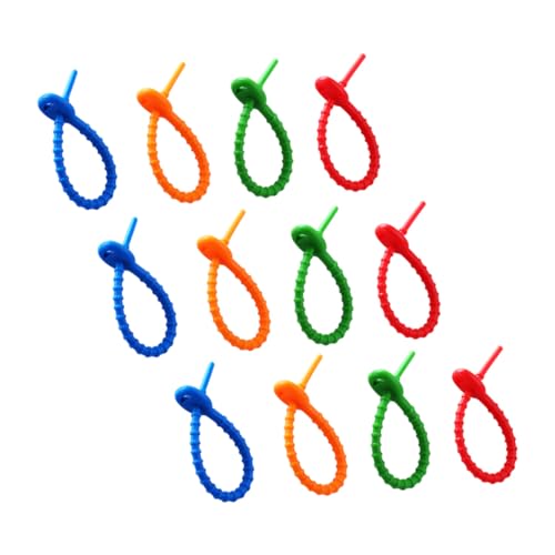 FUNNETOYU 12 Stück Teiliges Silikon Kabelbinder in Mischfarben Verstellbare Wiederverwendbare Kabelhalter für Kabelmanagement zu Hause Büro und Reisen Weiches Material Schützt Kabel von FUNNETOYU