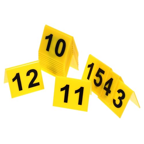 FUNNETOYU 15 Stück Teiliges Doppelseitiges Tischnummernschild Gelbe Basis mit Schwarzer Nummer Professionelle Tischnummerierung für Restaurants Cafés Bars und Themen Events Leichte von FUNNETOYU