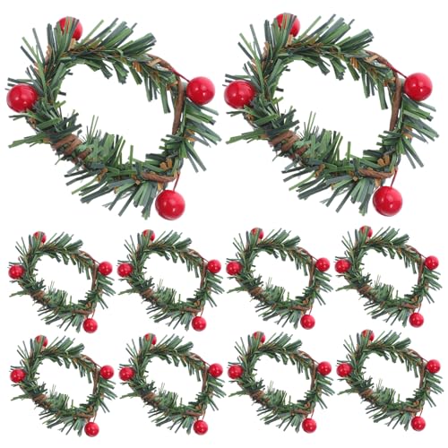 FUNNETOYU 15 Stück Teiliges Weihnachts-serviettenhalter Langlebigen Materialien Dekorative Künstliche Tannennadeln mit Beeren Robuste Napkin Buckles für Festliche Tischdeko bei Banketten und von FUNNETOYU