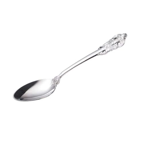 FUNNETOYU 1Pc Western Löffel Utensilien Servierbesteck Einfaches Besteck Fashioned Geschirr Teelöffel Edelstahl Teelöffel Silber von FUNNETOYU