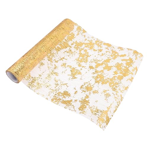 FUNNETOYU 1Rolle Gold Mesh Tischläufer Hochzeitsdekoration Party Tischdeko Geburtstagstischläufer für Jubiläen und Festliche Anlässe Golddesign von FUNNETOYU