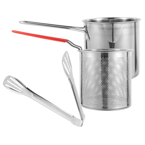 FUNNETOYU 1Satz Fritteuse Frittierkorb Griff Frittiertopf mit Filtereinsatz für Schnelles und Sicheres Frittieren für Induktionsherde von FUNNETOYU
