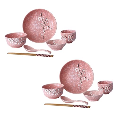 FUNNETOYU 1Satz Keramisches Geschirrset Teilig im Japanischen Rosa Essgeschirr mit Schalen Tellern Löffeln Essstäbchen für Zuhause Partys und Restaurants FUNNETOYU 1Satz Keramisches Geschirrset Teilig im Japanischen Rosa Essgeschirr mit Schalen Tellern Löffeln Essstäbchen für Zuhause Partys und Restaurants von FUNNETOYU