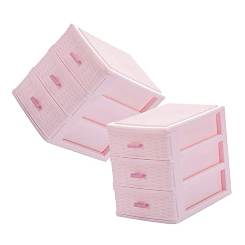 FUNNETOYU 2 Stück Aufbewahrungsboxen mit Schichten Großer Kapazität Rosa Organizer aus Robustem Material Multifunktional für Kosmetik Schmuck Schreibtisch und Badezimmer Platzsparend von FUNNETOYU