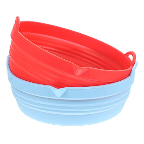 FUNNETOYU 2 Stück Backformen Aus Silikon Friteuse Liner Wiederverwendbar Für Backen Korb Heißluftfritteusen Mit Airfryer-einsätze Luftfritteusenkissen Tablett Doppelt Kieselgel von FUNNETOYU