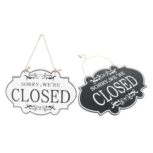 FUNNETOYU 2 Stück Doppelseitiges Holz Türschild Vintage Design Open Closed Status für Bars Restaurants Shops Je Stilvolles Geschäftsschild mit Einfachem Aufhängen von FUNNETOYU