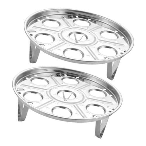FUNNETOYU 2 Stück Edelstahl Dampf eierhalter Fußhöhe Vielseitiges Einlagiges Küchen dämpfgestell für Eier Dampfgarer Kühlschrank und Topfständer Lebensmittelecht Spülmaschinenfest von FUNNETOYU