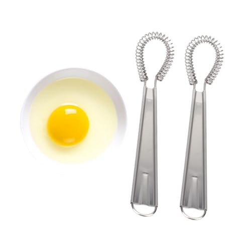 FUNNETOYU 2 Stück Edelstahl Handmixer Manueller Spiral Rührbesen Handlicher Eierbesen für Kochen Backen Sahne Milch Rühren Scrambled Eggs von FUNNETOYU