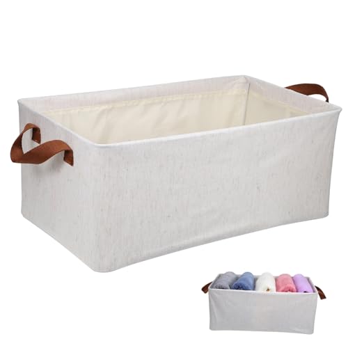 FUNNETOYU 2 Stück Faltbare Aufbewahrungskörbe mit Stoffgriff Große Rechteckige Aufbewahrungsboxen für Kleiderschrank und Regale Vielseitige Organizer für Kleidung Handtücher und Bürobedarf von FUNNETOYU