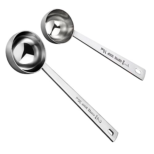 FUNNETOYU 2 Stück Messlöffel Teilig Robuste Rostfreie Kaffeelöffel für Backen Kochen für Bar Milchtee Zuhause Ergonomischer Griff Lesbare Maße von FUNNETOYU