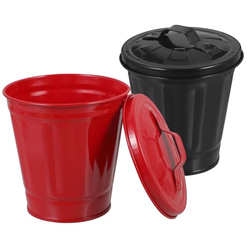 FUNNETOYU 2 Stück Mini Tisch Mülleimer mit Deckel Multifunktionaler Abfallbehälter für Schreibtisch Küche Badezimmer Platzsparender Organizer aus Verzinktem Schwarz Rot FUNNETOYU 2 Stück Mini Tisch Mülleimer mit Deckel Multifunktionaler Abfallbehälter für Schreibtisch Küche Badezimmer Platzsparender Organizer aus Verzinktem Schwarz Rot von FUNNETOYU