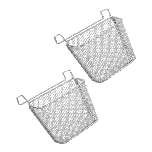 FUNNETOYU 2 Stück Multifunktionaler Küchen Hängekorb aus Robuster Schrank Organizer mit Verstärktem Draht Platzsparend für Gewürze Utensilien Büro und Badzubehör Silberfarben von FUNNETOYU