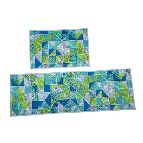 FUNNETOYU 2 Stück Nordische Bodenmatten Flurmatte Vordere Türmatte Eingangsmatte Fußmatten Haustürmatte Inneneingang Marokko Bodenmatte Innenmatte Polyester Green von FUNNETOYU