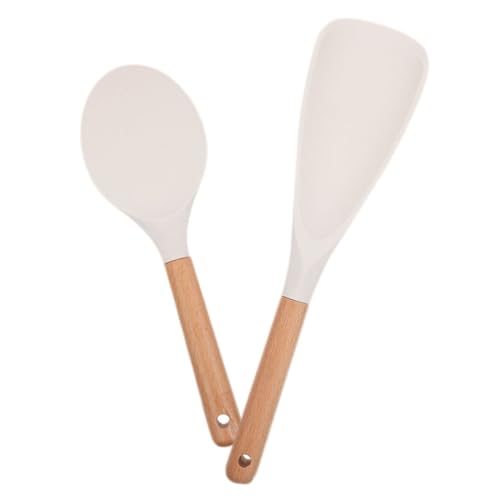 FUNNETOYU 2 Stück Silikon Reislöffel Hitzebeständig Bpa frei Ergonomisch Geformt Rutschfest Lebensmittelecht Spülmaschinenfest Küchenzubehör für Haushalt Restaurant und Hotel Praktischer von FUNNETOYU