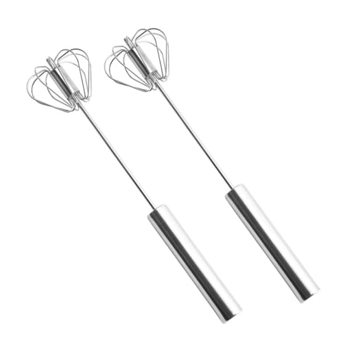 FUNNETOYU 2 Stück Teiliges Edelstahl Ei Mixer Halbautomatisch Handmixer für Küche und Bäckerei Ergonomisch Langlebig Komfortabel zum Rühren von Eiern Sahne Teig und Paste von FUNNETOYU