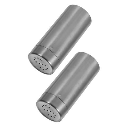 FUNNETOYU 2 Stück Teiliges Edelstahl Salz Pfefferstreuer mit Deckel Nachfüllbare Gewürzflaschen mit Feuchtigkeitsdichtem Verschluss Eleganter Gewürzspender für Küche und Esszimmer Schwarz von FUNNETOYU