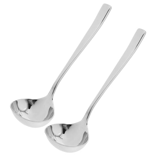 FUNNETOYU 2 Stück Teiliges Edelstahl Schöpflöffel mit Ergonomischem Griff Vielseitig für Soßen Suppen Dressings Spülmaschinengeeignet Komfortabel für Langes Servieren in Küche und von FUNNETOYU