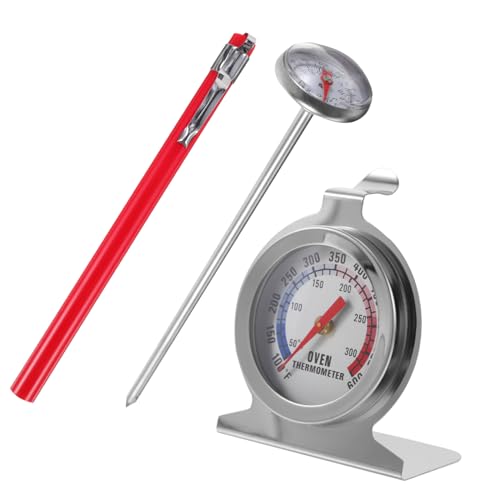 FUNNETOYU 2 Stück Teiliges Fleischthermometer aus Edelstahl mit Sonde Sofortige Temperaturmessung für Grill Backofen und Küche Robustes Batteriefreies Küchenthermometer für Fleisch Getränke von FUNNETOYU