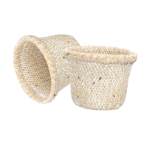 FUNNETOYU 2 Stück Teiliges Geflochtener Papierkörbe aus Atmungsaktivem Material Vielseitig Verwendbar als Haushalt Abfallkorb Vintage Design Platzsparend für Büro und Zuhause von FUNNETOYU