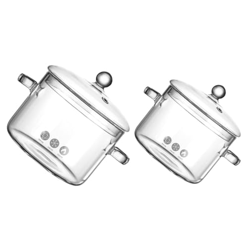 FUNNETOYU 2 Stück Teiliges Glas kochgeschirr mit Deckel Hitzebeständige Transparente Schmortöpfe mit Doppeltem Griff und Ergonomisch Gleichmäßige Wärmeverteilung Leicht zu Reinigen von FUNNETOYU