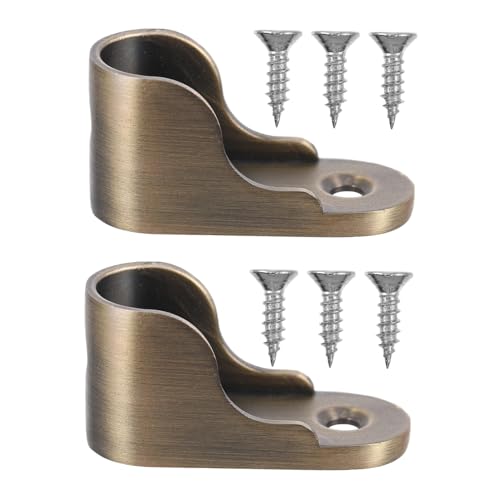 FUNNETOYU 2 Stück Teiliges Kleiderstangenhalter aus Zinklegierung Stabile Flansch Befestigung für Schrankrohr Sockel Einfache Montage Geeignet für Garderobenstange und Duschstange Bronze von FUNNETOYU