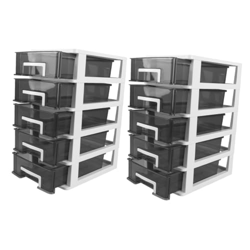 FUNNETOYU 2 Stück Transparente Multifunktionale Aufbewahrungsbox Lagigem Schubladendesign Organizer für Büro Schule und Zuhause Praktische Sortierbox von FUNNETOYU