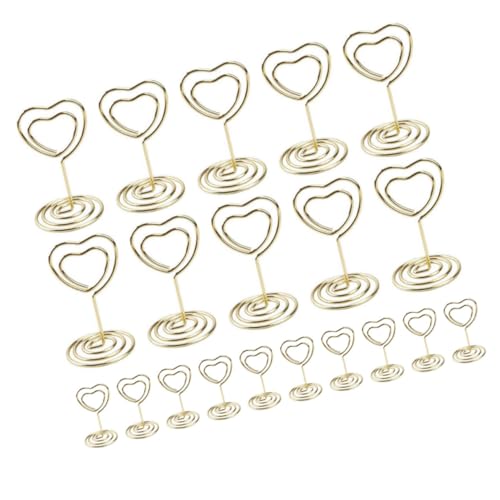 FUNNETOYU 20 Stück Notizordner Clips Handel Etikett Tisch Mini steht Ort Kartenhalter platzieren Kartenplatzierungsclip Basiskartenhalter TABLE -NUMPER -HAUSE Bildhalter Metall Golden von FUNNETOYU