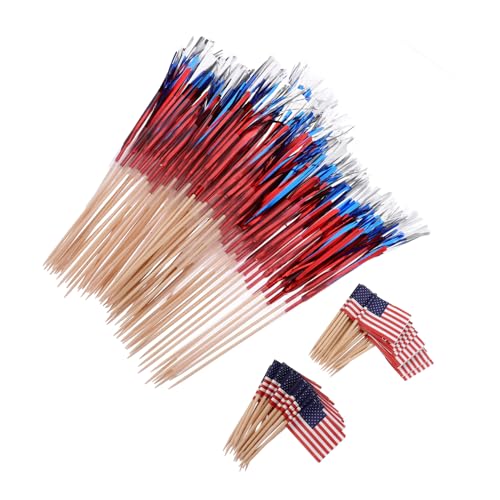 FUNNETOYU 200 Stück Usa Flaggen Zahnstocher Cocktail Picks und Kuchen Deko für Feiern Frucht und Dessert Dekoration Holz und Papiermaterial FUNNETOYU 200 Stück Usa Flaggen Zahnstocher Cocktail Picks und Kuchen Deko für Feiern Frucht und Dessert Dekoration Holz und Papiermaterial von FUNNETOYU