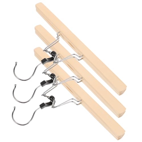 FUNNETOYU 3 STK. Teiliges Solide Naturholz Hosenbügel mit Clips Rockbügel aus Robustem Holz rutschfeste Kleiderbügel für Hosen und Röcke Knitterfrei Langlebig und Praktisch von FUNNETOYU