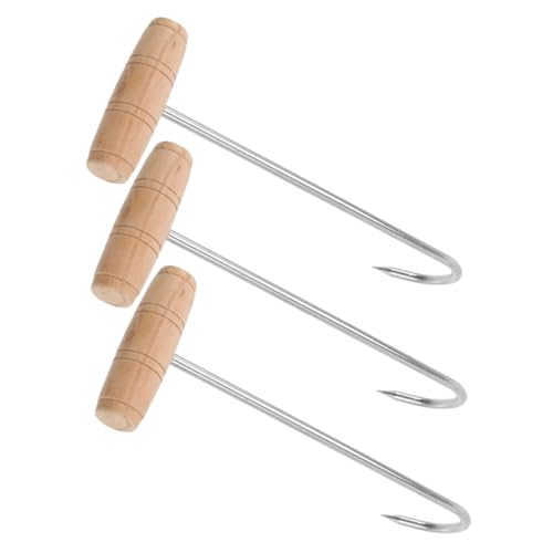 FUNNETOYU 3 Stück Edelstahl Boot haken mit Holzgriff Langlebiger Schuhanzieher Ergonomisch Geformte Schuhlöffel hilfe Praktisches Schuhanzieher werkzeug für Bequemes Anziehen von Stiefeln von FUNNETOYU